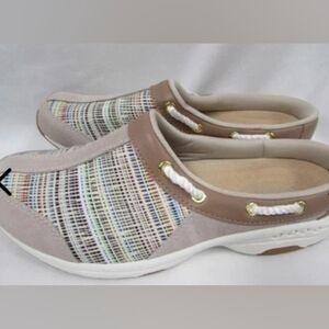 Easy Spirit Women Natural Multi Travelport 21 Comfort Slip-On Clogs Mules sz 9